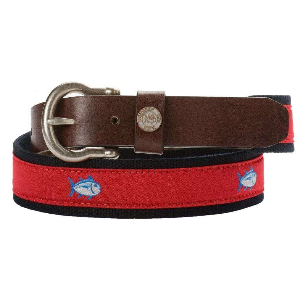 Classic Skipjack Canvas Belt in Red by Southern Tide - Country Club Prep