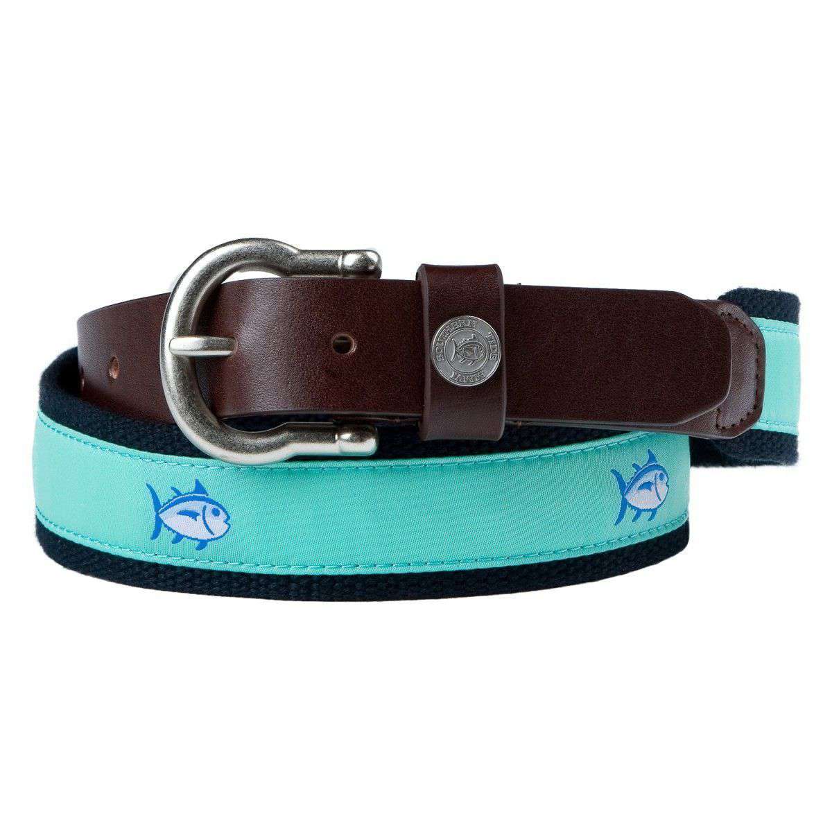 Classic Skipjack Canvas Belt in Sea Glass by Southern Tide - Country Club Prep