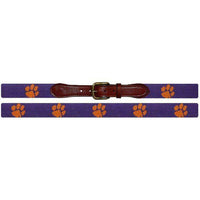 Clemson Needlepoint Belt in Purple by Smathers & Branson - Country Club Prep