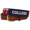 College Needlepoint Belt in Dark Navy by Smathers & Branson - Country Club Prep
