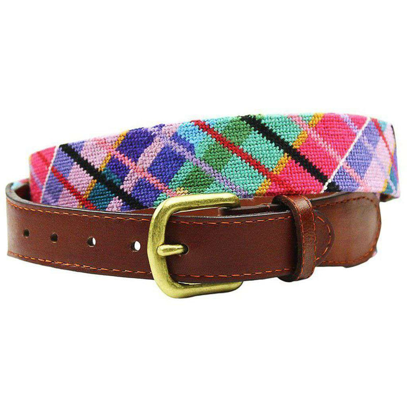 Country Club Prep Madras Plaid Needlepoint Belt by Smathers & Branson - Country Club Prep