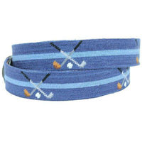 Crossed Clubs Needlepoint Belt in Classic Navy by Smathers & Branson - Country Club Prep