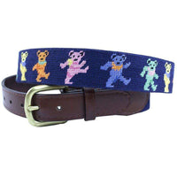 Dancing Bears Needlepoint Belt in Navy by Smathers & Branson - Country Club Prep