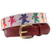 Dancing Bears Needlepoint Belt in Oatmeal by Smathers & Branson - Country Club Prep