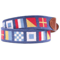 Dark n' Stormy Needlepoint D-Ring Belt in Classic Navy by Smathers & Branson - Country Club Prep
