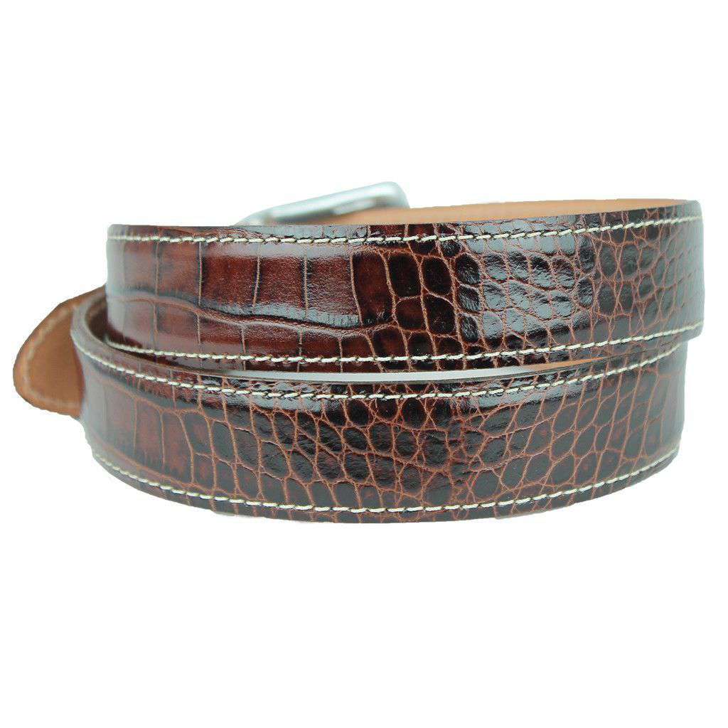 El Paso Crocodile Leather Belt in Briar Brown by T.B. Phelps - Country Club Prep