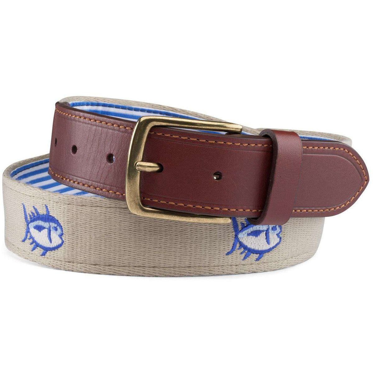 Embroidered Skipjack Belt in Sandstone Khaki by Southern Tide - Country Club Prep