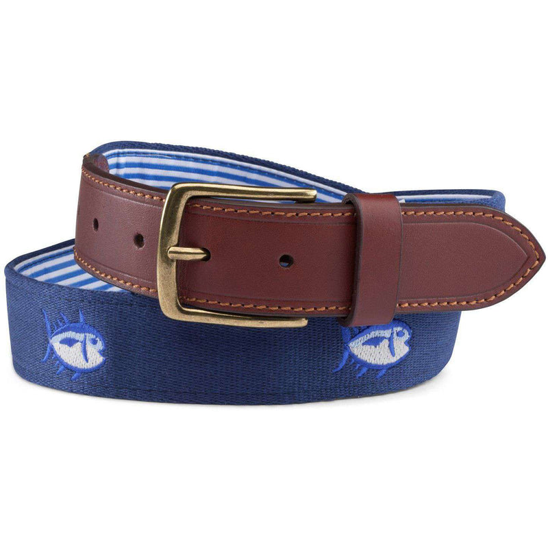 Embroidered Skipjack Belt in Yacht Blue by Southern Tide - Country Club Prep