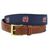 Feeling Crabby Leather Tab Belt in Navy on Navy Canvas by Country Club Prep - Country Club Prep