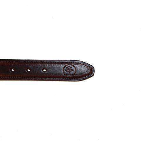 FL Tallahassee Leather Tab Belt in Garnet Ribbon with White Canvas Backing by State Traditions - Country Club Prep