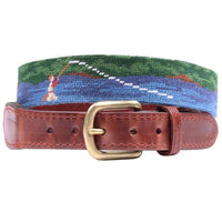 Fly Fishing Scene Needlepoint Belt by Smathers & Branson - Country Club Prep