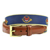 Fox and Horn Leather Tab Belt in Navy on Khaki Canvas by Country Club Prep - Country Club Prep