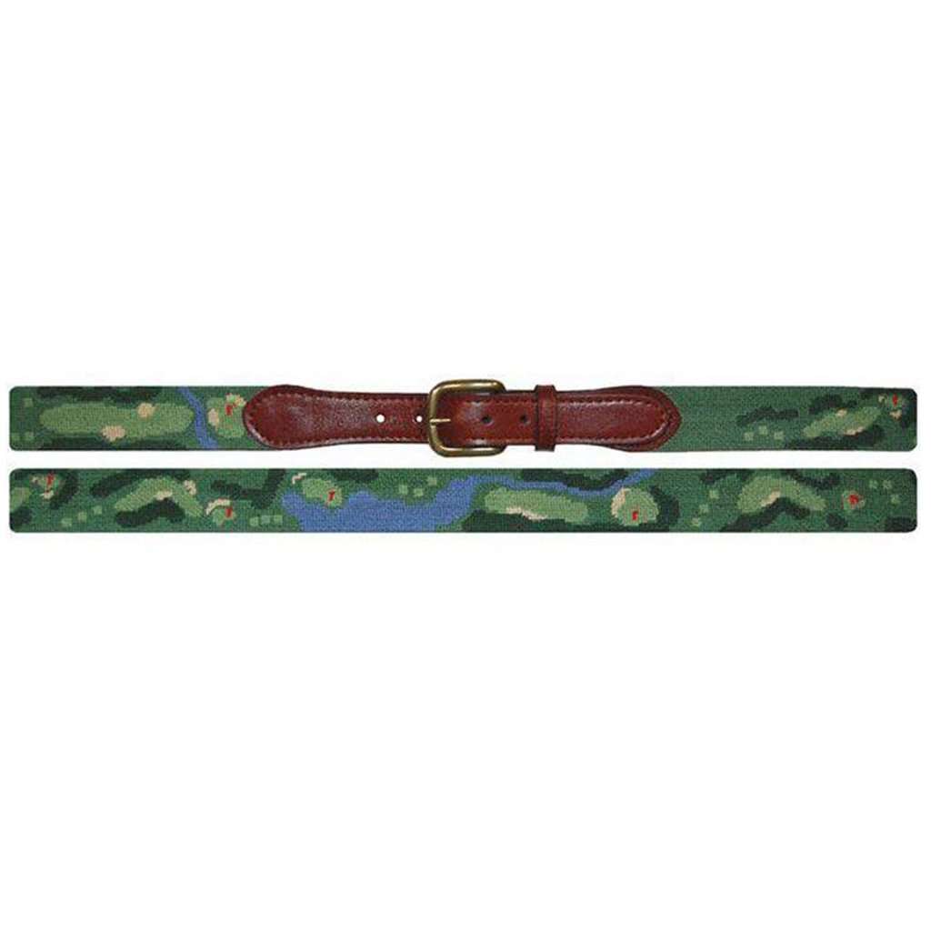 Front Nine Needlepoint Belt in Green by Smathers & Branson - Country Club Prep