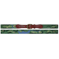 Front Nine Needlepoint Belt in Green by Smathers & Branson - Country Club Prep