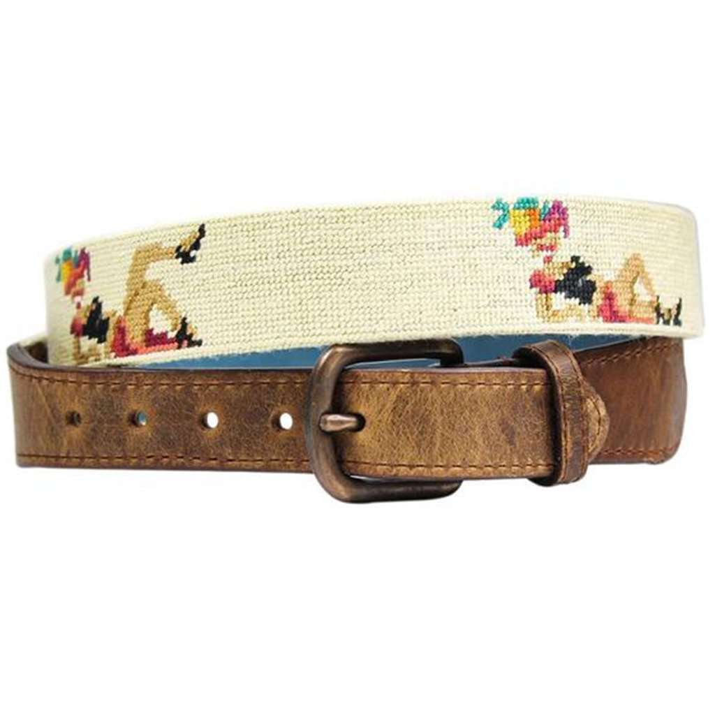 Fruit Girl Needlepoint Belt in Khaki by Smathers & Branson - Country Club Prep