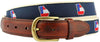 GA Traditional Leather Tab Belt in Navy Ribbon with White Canvas Backing by State Traditions - Country Club Prep