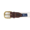 GA Traditional Leather Tab Belt in Navy Ribbon with White Canvas Backing by State Traditions - Country Club Prep
