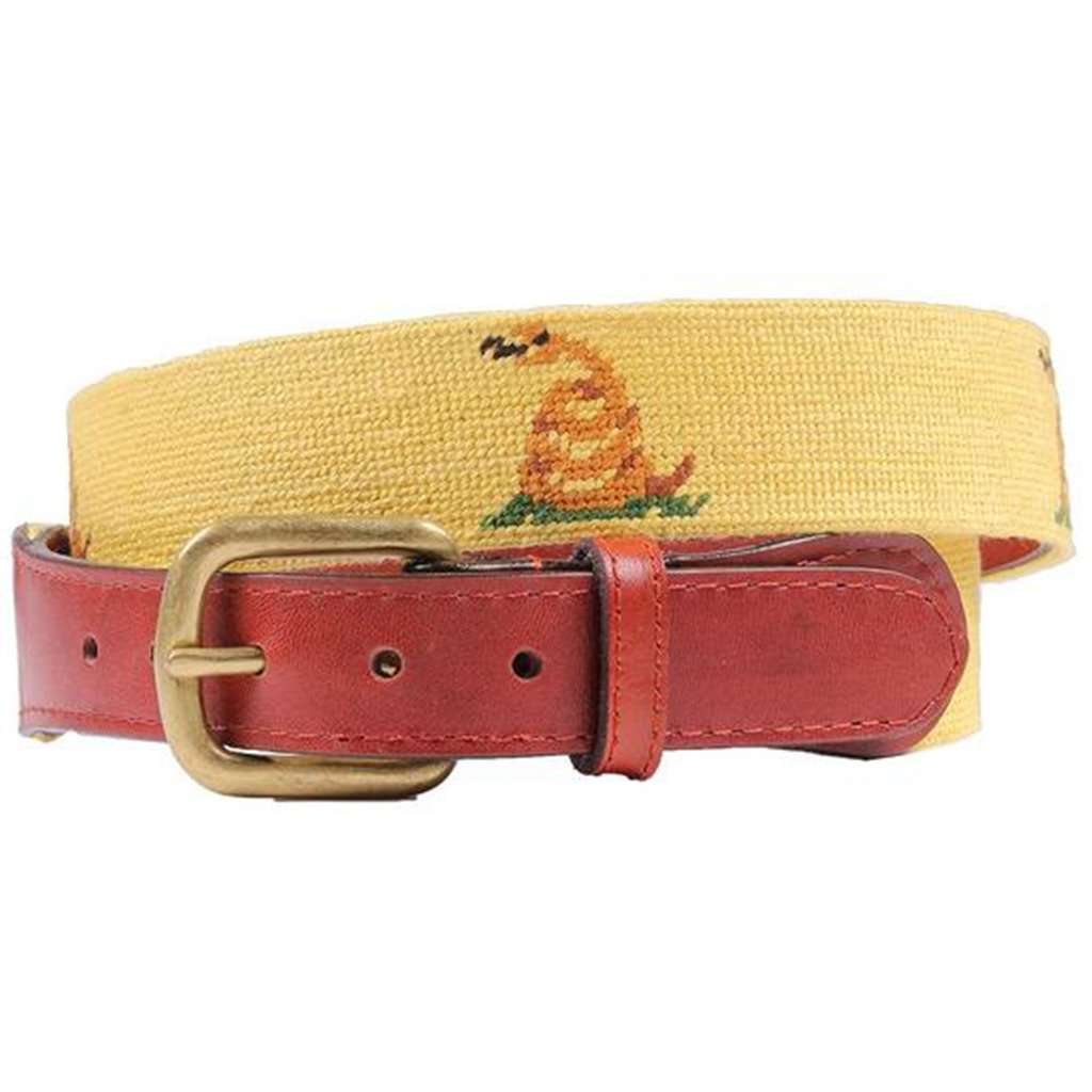 Gadsden Flag Needlepoint Belt in Yellow by Smathers & Branson - Country Club Prep