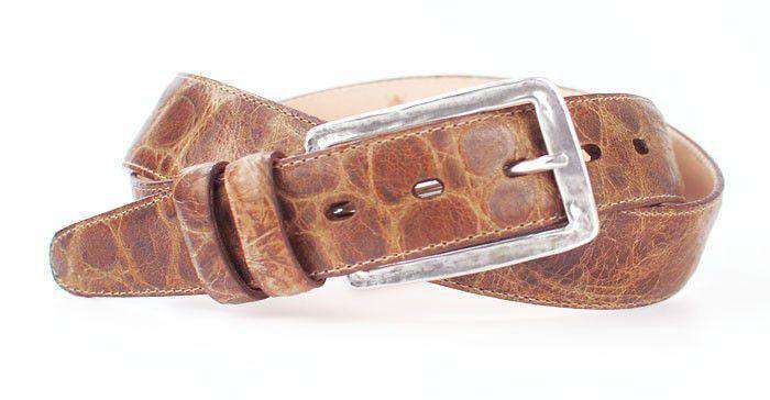 Geoffrey Alligator Grain Leather Belt in Chesnut by Martin Dingman - Country Club Prep