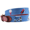 Golfer's Life Needlepoint Belt in Blue by Smathers & Branson - Country Club Prep