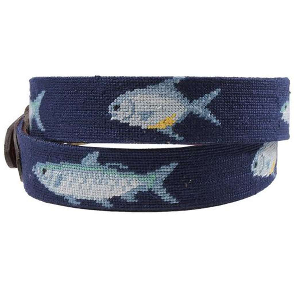 Grand Slam Needlepoint Belt in Dark Navy by Smathers & Branson - Country Club Prep