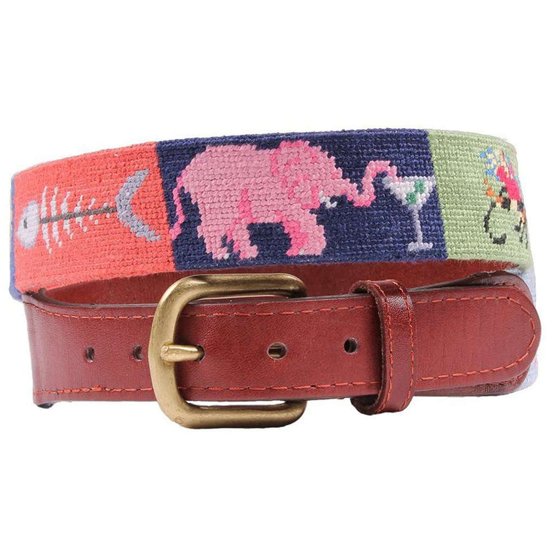 Greatest Hits Needlepoint Belt in Navy by Smathers & Branson - Country Club Prep