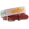 Heathered Rainbow Trout Needlepoint Belt in Khaki by Smathers & Branson - Country Club Prep