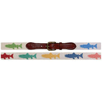 Heathered Rainbow Trout Needlepoint Belt in Khaki by Smathers & Branson - Country Club Prep