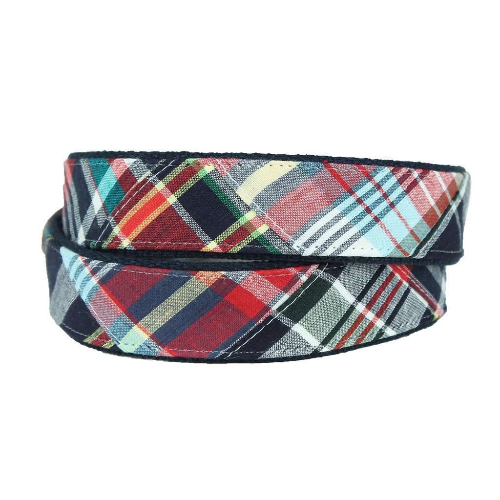 Hyannis Plaid Leather Tab Belt by Country Club Prep - Country Club Prep