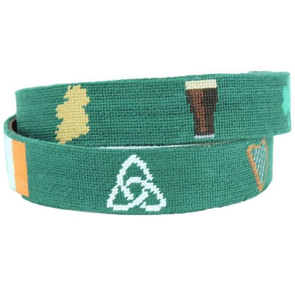 Irish Life Needlepoint Belt in Hunter by Smathers & Branson - Country Club Prep