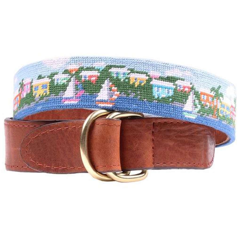 Island Time Needlepoint D-Ring Belt by Smathers & Branson - Country Club Prep