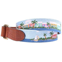 Island Time Needlepoint D-Ring Belt by Smathers & Branson - Country Club Prep