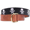 Jolly Roger Needlepoint D-Ring Belt in Black by Smathers & Branson - Country Club Prep