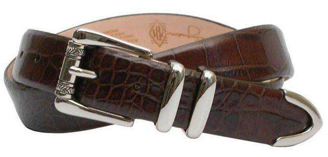 Justin Alligator Grain Leather Belt in Brown by Martin Dingman - Country Club Prep