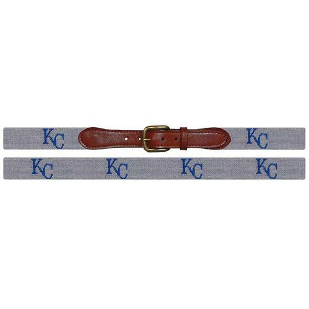 Kansas City Royals Cooperstown Needlepoint Belt in Grey by Smathers & Branson - Country Club Prep