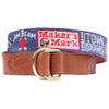 Kentucky Bourbon Trail Needlepoint D-Ring Belt in Classic Navy by Smathers & Branson - Country Club Prep