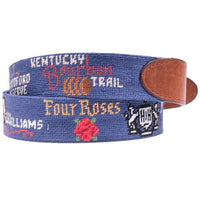 Kentucky Bourbon Trail Needlepoint D-Ring Belt in Classic Navy by Smathers & Branson - Country Club Prep