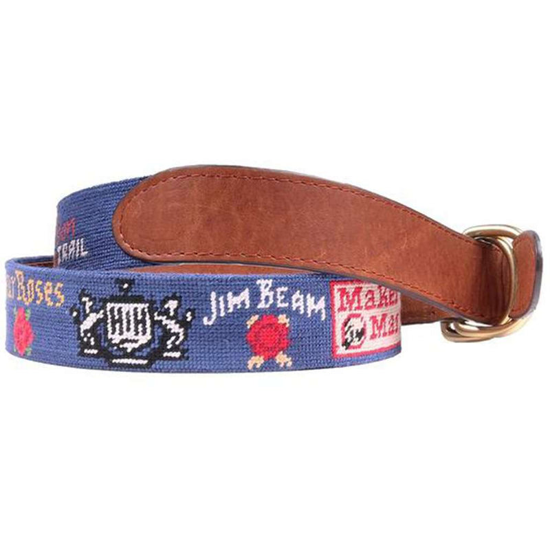 Kentucky Bourbon Trail Needlepoint D-Ring Belt in Classic Navy by Smathers & Branson - Country Club Prep