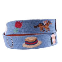 Kentucky Derby Needlepoint Life Belt in Blue by Smathers & Branson - Country Club Prep