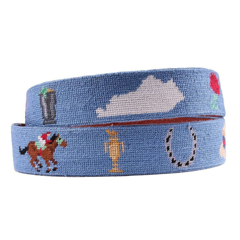 Kentucky Derby Needlepoint Life Belt in Blue by Smathers & Branson - Country Club Prep