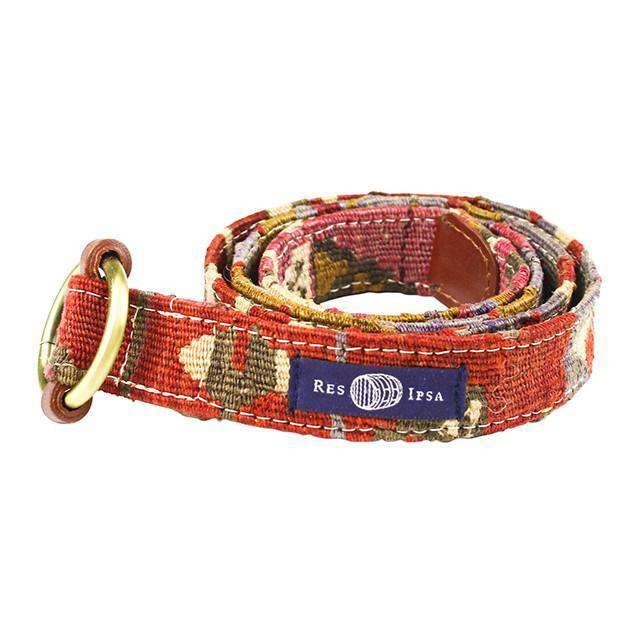 Kilim Belt in Burgundy Hooks by Res Ipsa - Country Club Prep