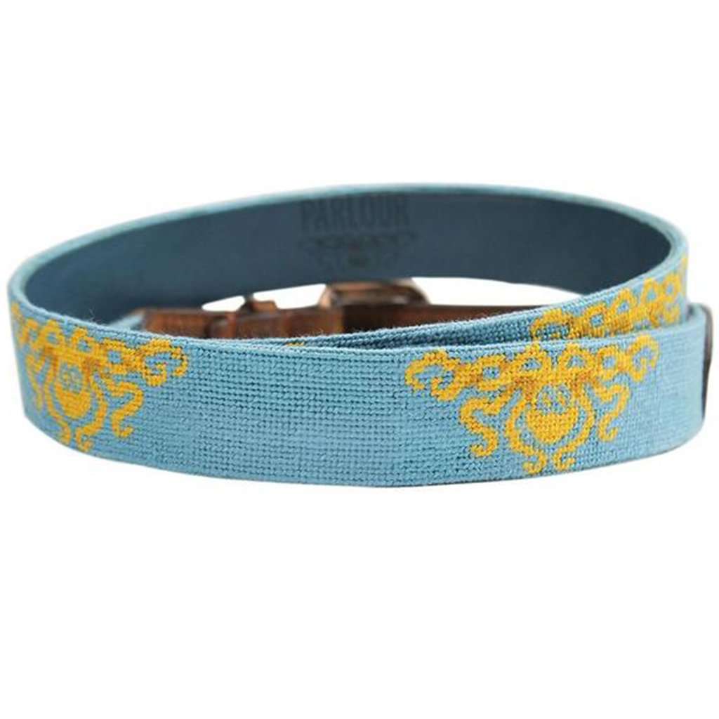 Kraken Needlepoint Belt in Turquoise by Smathers & Branson - Country Club Prep