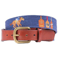 Limited Edition Bourbon Race Horse Needlepoint Belt in Classic Navy by Smathers & Branson - Country Club Prep