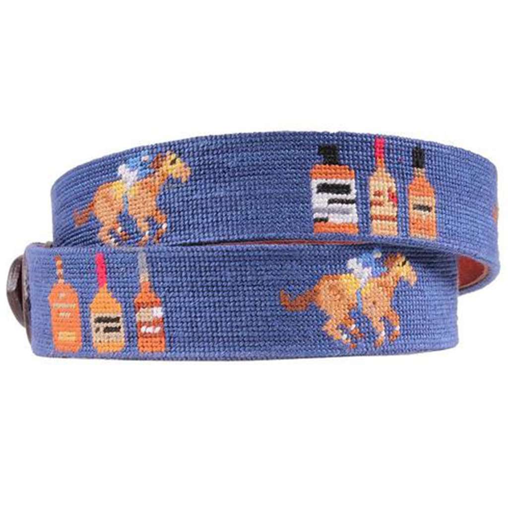 Limited Edition Bourbon Race Horse Needlepoint Belt in Classic Navy by Smathers & Branson - Country Club Prep