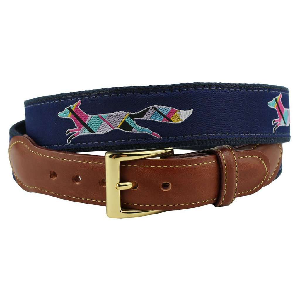 Limited Edition Longshanks the Fox Ribbon Belt in Navy by Country Club Prep - Country Club Prep