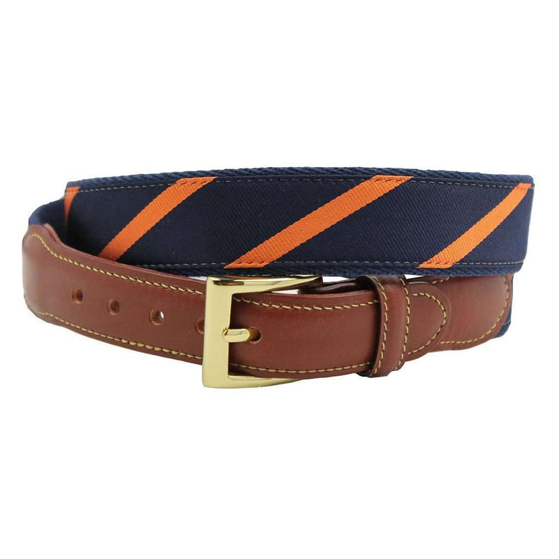 Looks Good on You, Though! Leather Tab Belt in Navy and Orange by Country Club Prep - Country Club Prep
