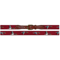 Mallard Needlepoint Belt in Garnet by Smathers & Branson - Country Club Prep