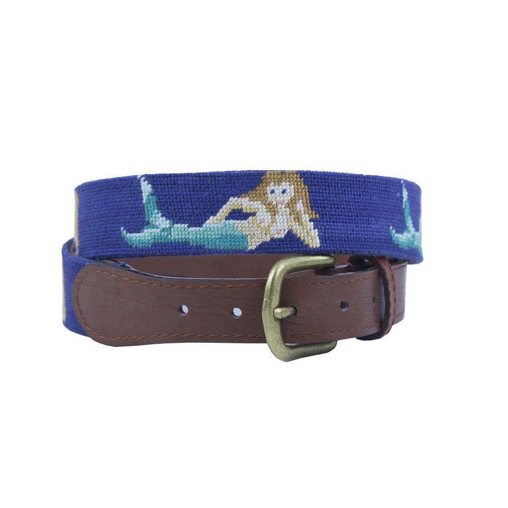 Mermaid Needlepoint Belt in Classic Navy by Smathers & Branson - Country Club Prep