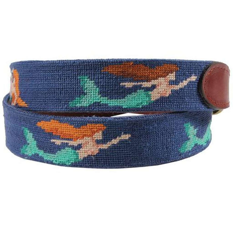 Mermaid Needlepoint Belt in Classic Navy by Smathers & Branson - Country Club Prep