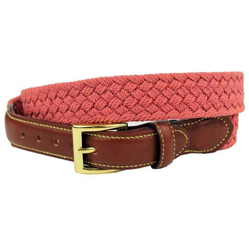 Michael McDonald Woven Cotton Leather Tab Belt in Nantucket Red by Country Club Prep - Country Club Prep